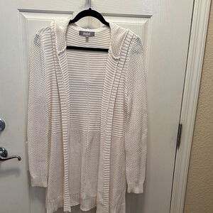 Marled Ivory Ling Line Hooded Knit Cardigan Size Medium